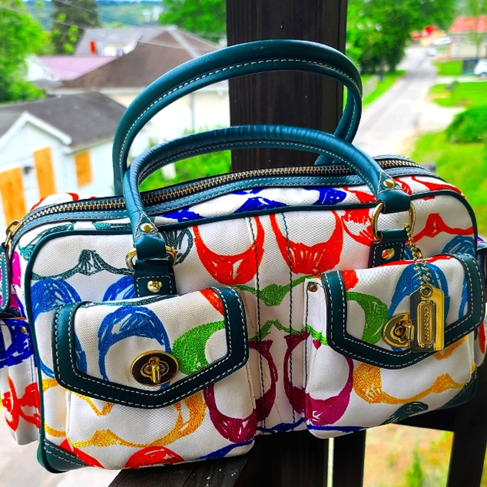 COACH STITCHED SCRIBBLE LARGE SIGNATURE SATCHEL FS1847